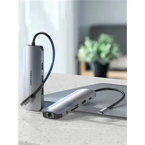 Vention докинг станция Docking Station Type-C - TOLHB - HDMI x 1, USB3.0 x 3, USB-C PD100W x 1, LAN x 1 (1Gbps), SD/TF, Audio - image 13