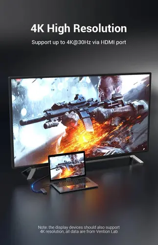 Vention докинг станция Docking Station Type-C - TOLHB - HDMI x 1, USB3.0 x 3, USB-C PD100W x 1, LAN x 1 (1Gbps), SD/TF, Audio - image 3