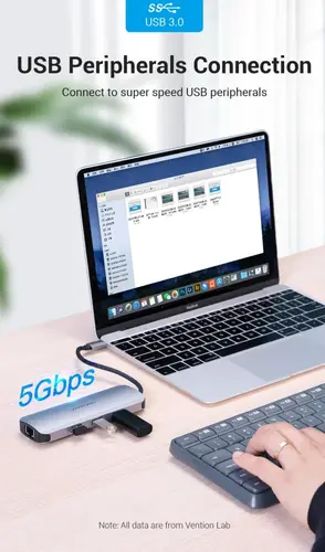 Vention докинг станция Docking Station Type-C - TOLHB - HDMI x 1, USB3.0 x 3, USB-C PD100W x 1, LAN x 1 (1Gbps), SD/TF, Audio - image 5