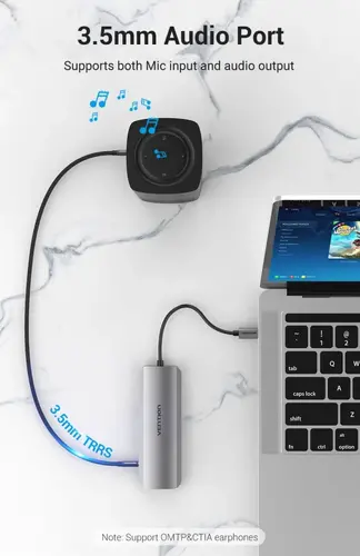 Vention докинг станция Docking Station Type-C - TOLHB - HDMI x 1, USB3.0 x 3, USB-C PD100W x 1, LAN x 1 (1Gbps), SD/TF, Audio - image 8