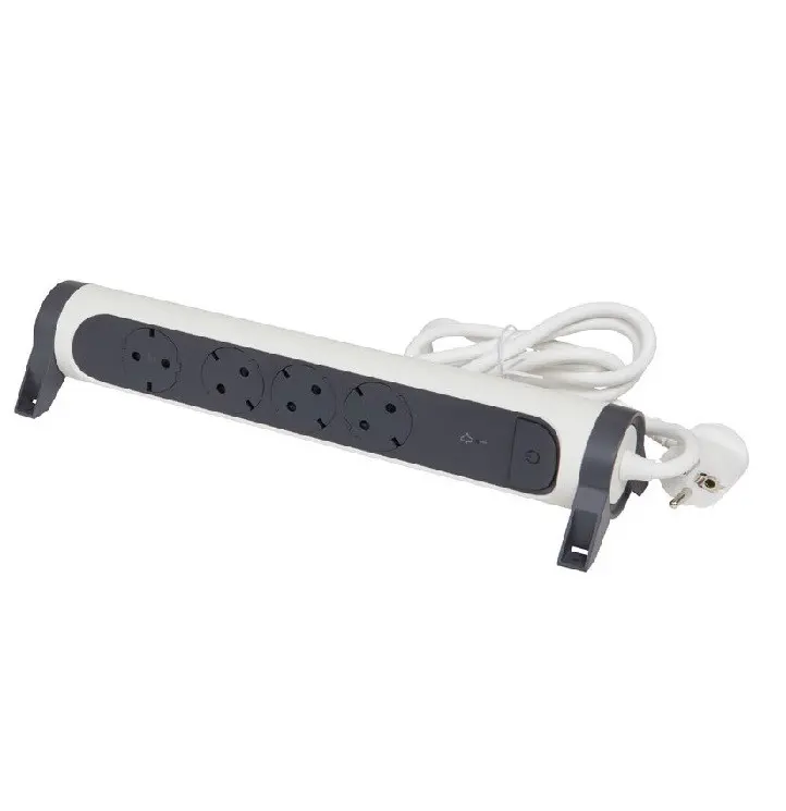 РАЗКЛОНИТЕЛ 4х ШУКО КАБЕЛ 1,5м С ЗАЩИТА LEGRAND - БЯЛ/СИВ