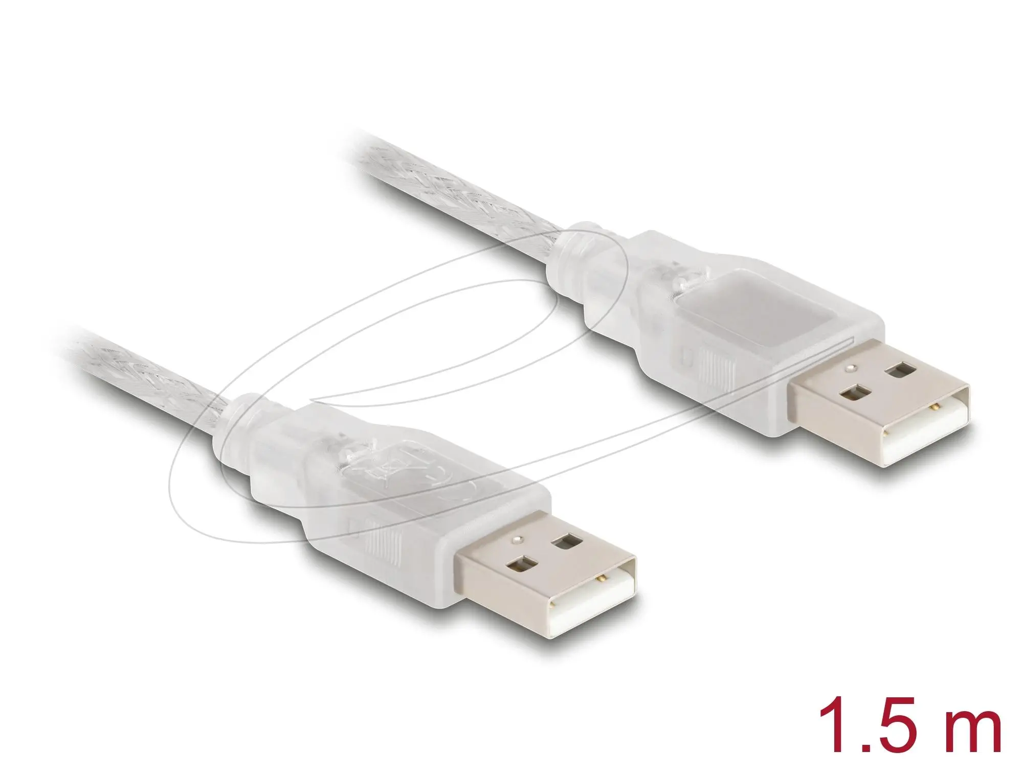 Кабел Delock USB-A мъжко - USB-A мъжко 1.5 m, прозрачен - image 1