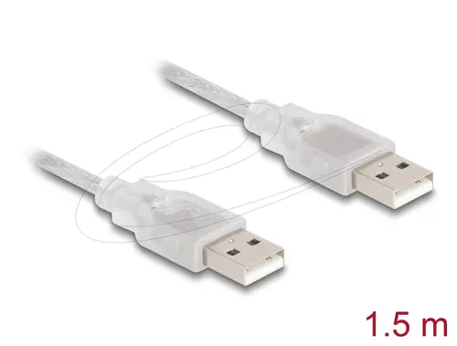 Кабел Delock USB-A мъжко - USB-A мъжко 1.5 m, прозрачен - image 1