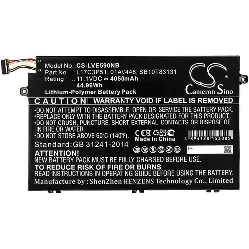 Батерия за лаптоп LENOVO ThinkPad E14, ThinkPad E15, ThinkPad E480, ThinkPad E580 L17C3P51 LiPo 11.1V 4050 mAh CAMERON SINO Батерия за лаптоп LENOVO ThinkPad E14, ThinkPad E15, ThinkPad E480, ThinkPad E580 L17C3P51 LiPo 11.1V 4050 mAh CAMERON SINO