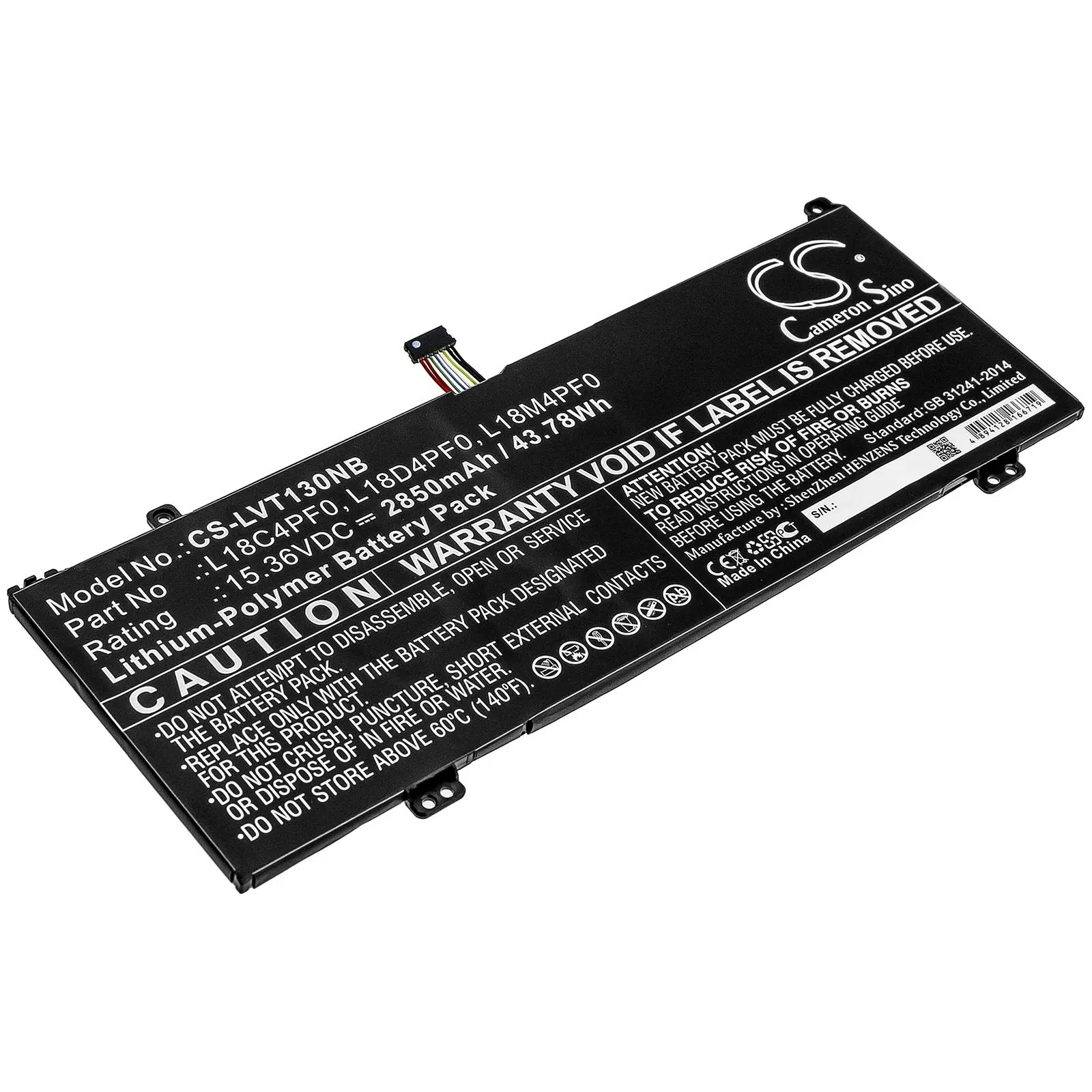 Батерия за лаптоп LENOVO ThinkBook 13S-20R9005GSB, ThinkBook 14s-0RS002CAU L18C4PF0 15.36V 2850 mAh CAMERON SINO - image 1