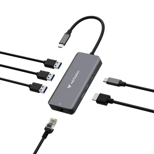 Διανομέας USB, Verbatim USB-C Essentials Multiport Hub 6 Port with RJ45 - 3