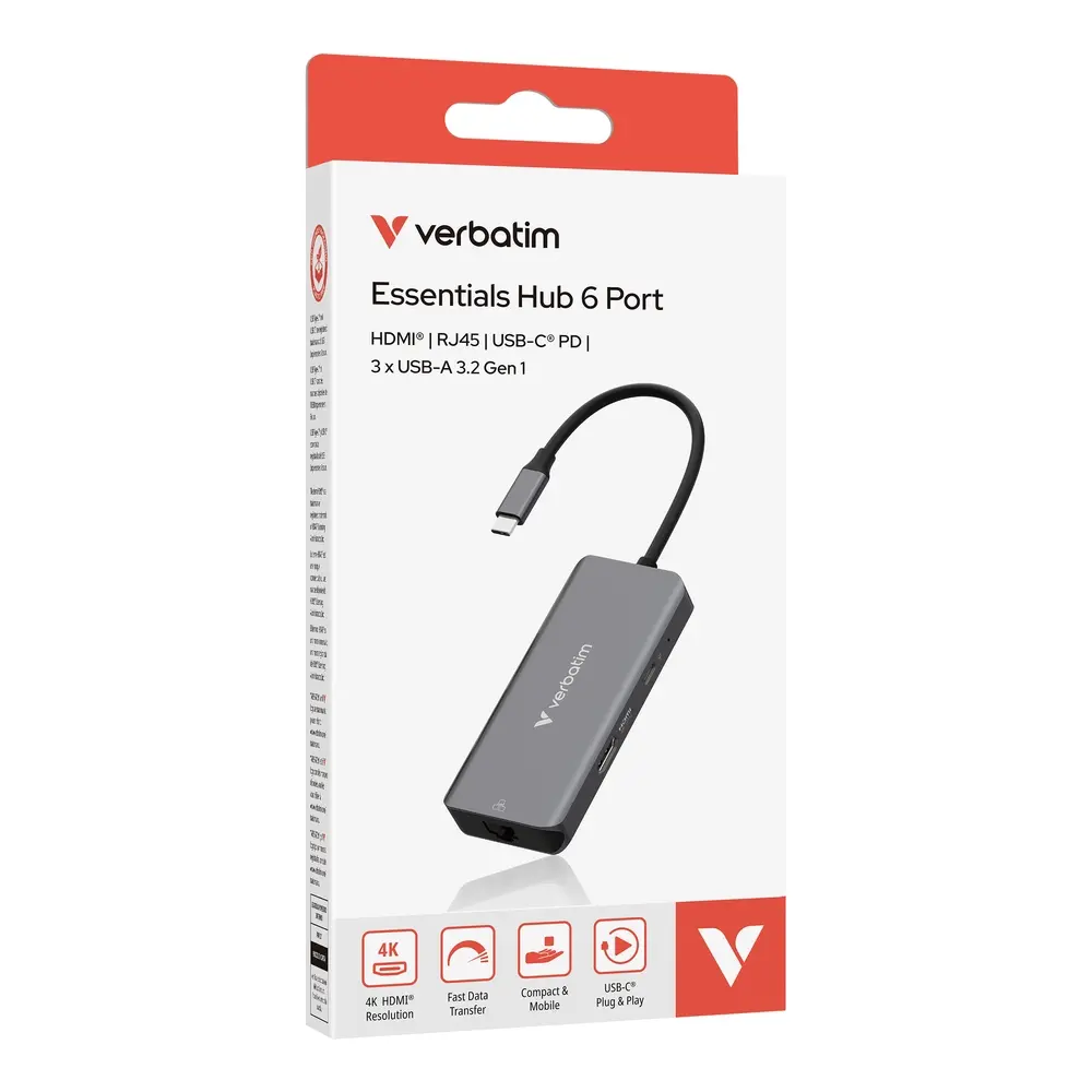 USB хъб, Verbatim USB-C Essentials Multiport Hub 6 Port with RJ45 - image 5