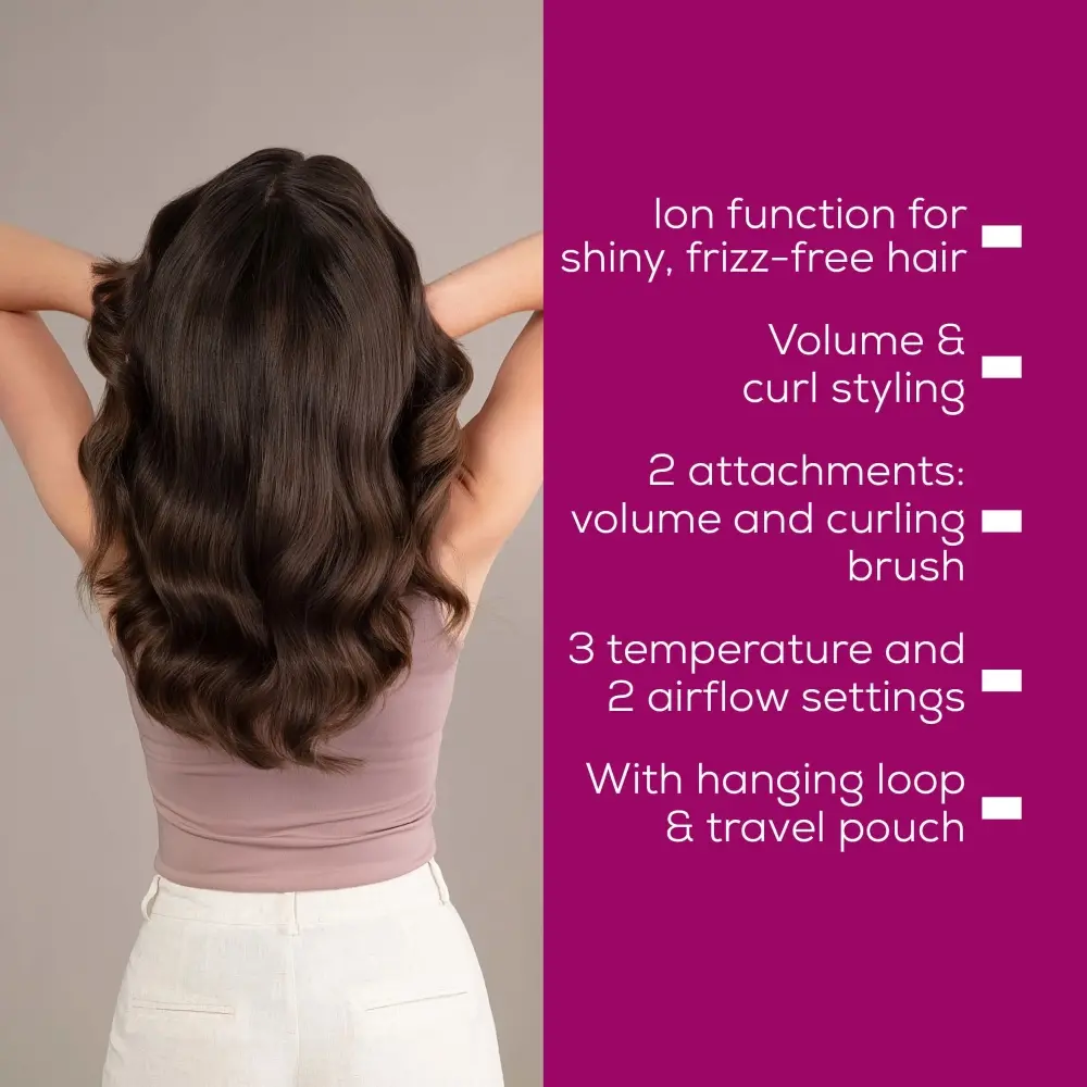 Електрическа четка за коса, Beurer HT 85 Rotaiting hot air brush, ionic function, caremic coating, 2 interchangeable attachments: Heated brush and curling brush, 2 heat settings & cold air setting - image 3