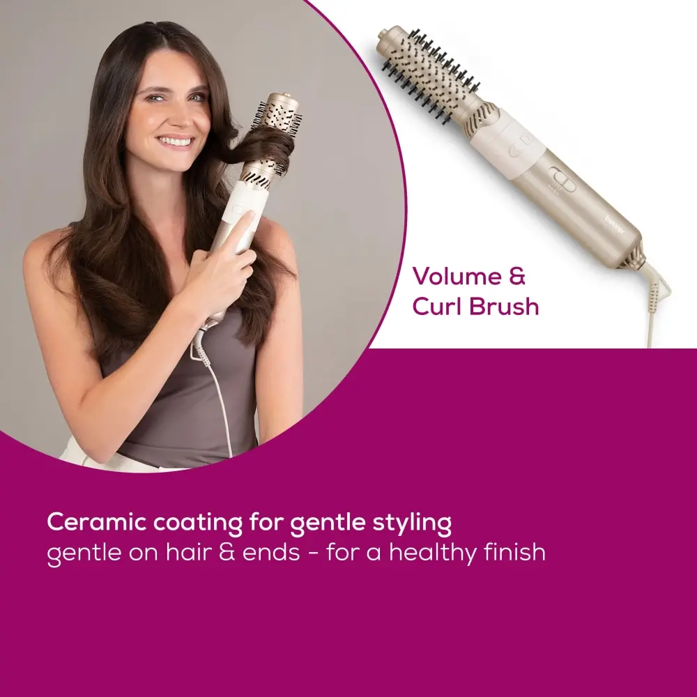 Електрическа четка за коса, Beurer HT 85 Rotaiting hot air brush, ionic function, caremic coating, 2 interchangeable attachments: Heated brush and curling brush, 2 heat settings & cold air setting - image 6