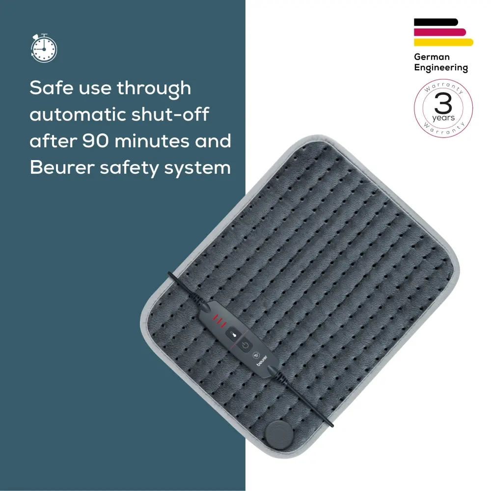 Термоподложка, Beurer HK SE Cosy and soft heat pad; 3 temperature settings, automatic switch off after 90 min; washable on 30°; Gray - image 2