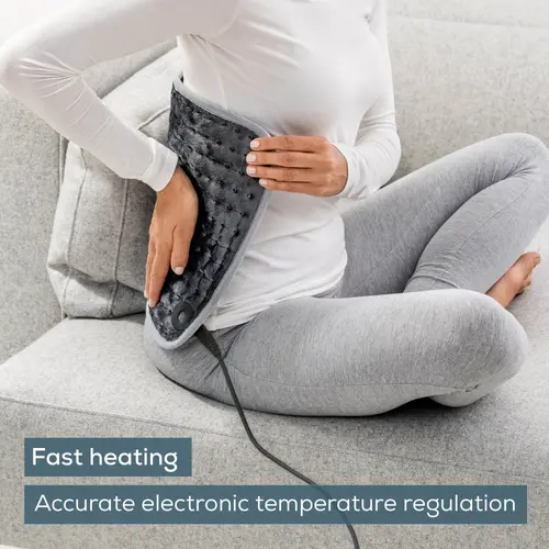 Pernă termică, Beurer HK SE Cosy and soft heat pad; 3 setări de temperatură, oprire automată după 90 min; lavabilă la 30°; Gri - 4