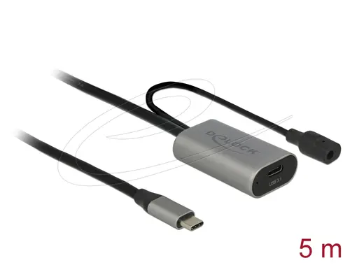 Delock Кабел активен удължителен USB-C към USB-C женско , 5m, (доп. DC захранващ сокет за опцион. захр.) - image 2