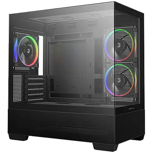 DeepCool CG380-3F, Mid Tower, Mini-ITX/Micro-ATX(Rear Connector), 2xUSB3.0, 1xUSB Type-C, 1xAudio, 3x120mm Pre-Installed ARGB Fans, Tempered Glass, Mesh Panel, Black, R-CG380-BKAGM3-G - image 1