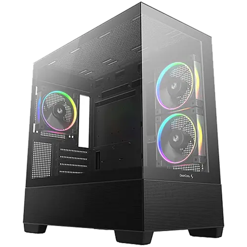 DeepCool CG380-3F, Mid Tower, Mini-ITX/Micro-ATX(Rear Connector), 2xUSB3.0, 1xUSB Type-C, 1xAudio, 3x120mm Pre-Installed ARGB Fans, Tempered Glass, Mesh Panel, Black, R-CG380-BKAGM3-G