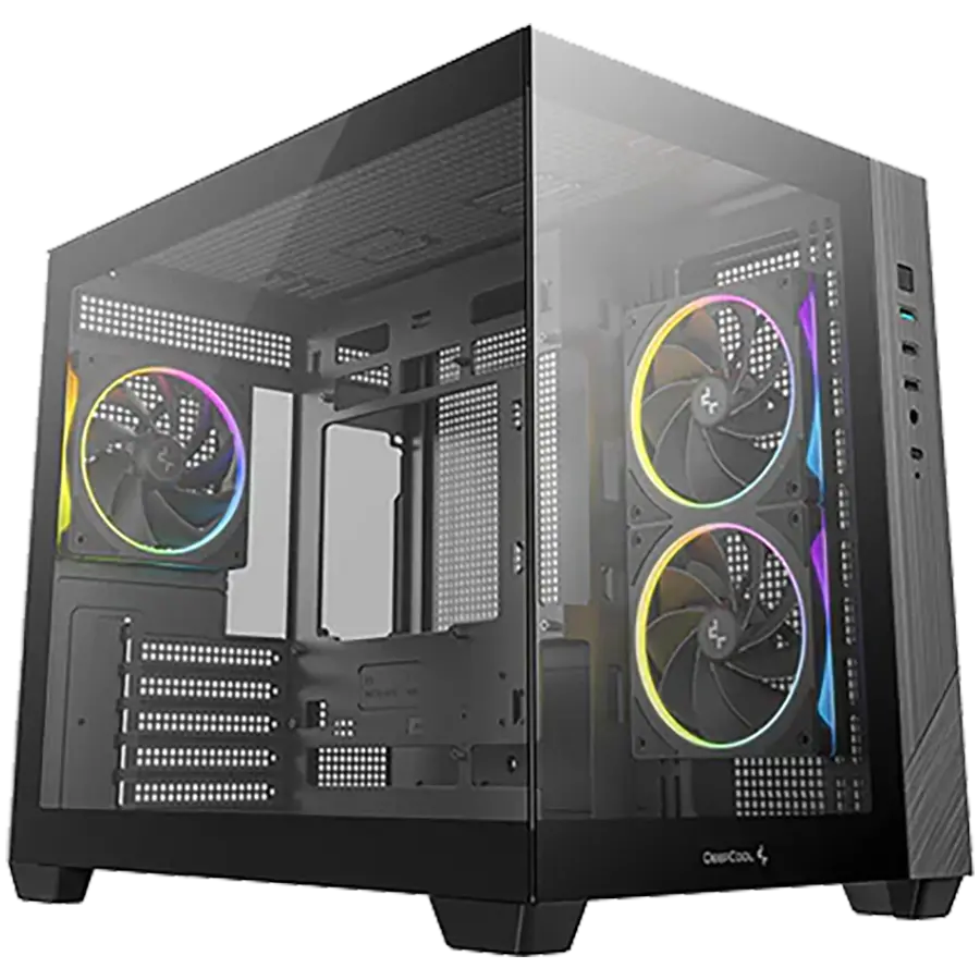 DeepCool CG330-3F, Mid Tower, Mini-ITX/Micro-ATX (πίσω σύνδεση), 1xUSB3.0, 2xUSB2.0, 1xAudio, 3x120mm προεγκατεστημένοι ανεμιστήρες ARGB, ψημένο