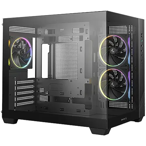 DeepCool CG330-3F, Mid Tower, Mini-ITX/Micro-ATX(Rear Connector), 1xUSB3.0, 2xUSB2.0, 1xAudio, 3x120mm Pre-Installed ARGB Fans, Tempered Glass, Mesh Panel, Black, R-CG330-BKNGM3-G - image 1