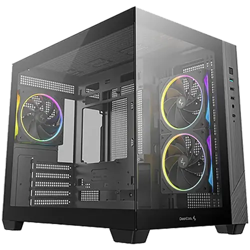 DeepCool CG330-3F, Mid Tower, Mini-ITX/Micro-ATX(Rear Connector), 1xUSB3.0, 2xUSB2.0, 1xAudio, 3x120mm Pre-Installed ARGB Fans, Tempered Glass, Mesh Panel, Black, R-CG330-BKNGM3-G