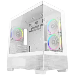 DeepCool CG380-3F WH, Mid Tower, Mini-ITX/Micro-ATX(Rear Connector), 2xUSB3.0, 1xUSB Type-C, 1xAudio, 3x120mm Pre-Installed ARGB Fans, Tempered Glass, Mesh Panel, White, R-CG380-WHAGM3-G