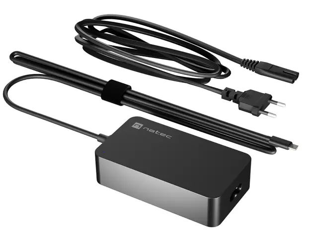 Адаптер, Natec Natec Laptop Charger Grayling GAN USB-C 65W for laptops, tablets, phones