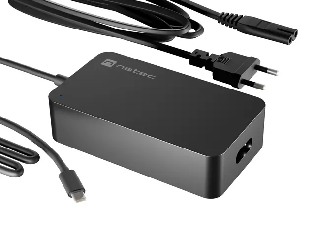 Адаптер, Natec Natec Laptop Charger Grayling GAN USB-C 65W for laptops, tablets, phones - image 1
