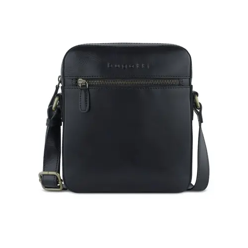 Кожена вертикална чанта Bugatti Remo, малка, с цип, черна Кожена вертикална чанта Bugatti Remo, малка, с цип, черна