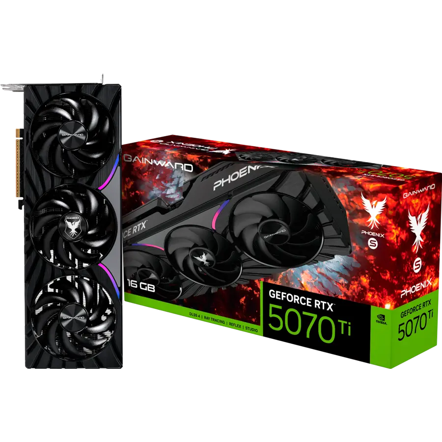 Gainward GeForce RTX 5070Ti Phoenix-S 16GB GDDR7, 256 bit, 1x HDMI 2.1b, 3x DP 2.1a, 3 Fan, 1x 16pin pwr connector, 750W, 331.9 x 127.1 x 60 mm, NE7507T019T2-GB2031K - image 1