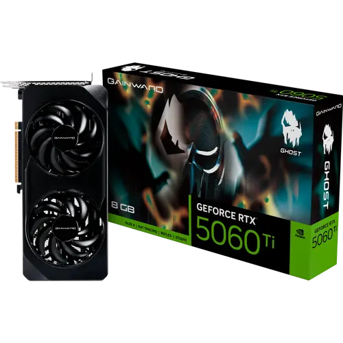 Gainward GeForce RTX 5060Ti Ghost 8GB GDDR7 128 bit, 1x HDMI 2.1b, 3x DP 2.1b, 2 Fan, 1x 8-pin pwr connector, 600W, 262.1 x 126.3 x 40.1 mm, NE7506T019P1-GB2062B - image 1