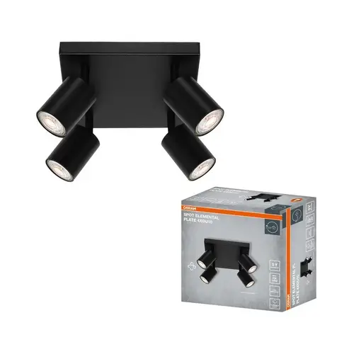 LED ΦΩΤΙΣΤΙΚΟ ΣΠΟΤ ELEMENTAL BLACK 4XGU10 PLATE BLACK LEDVANCE - 1