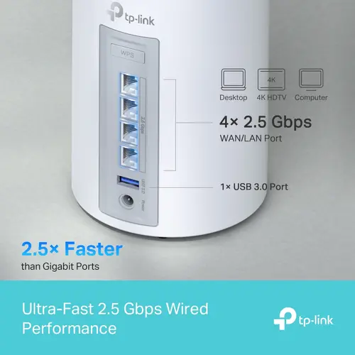 Безжичен рутер TP-LINK Deco BE65(2-pack), BE9300, 4x 2.5GbE, 1x USB3.0, Wi-Fi 7 - image 6