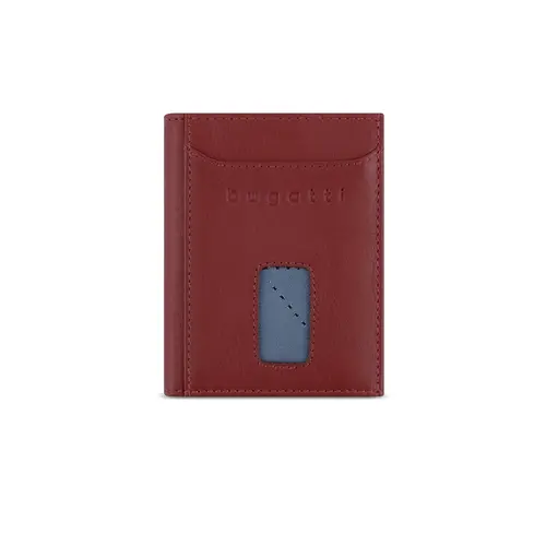 Portofel din piele Bugatti Secure Slim Mini, roșu - 1