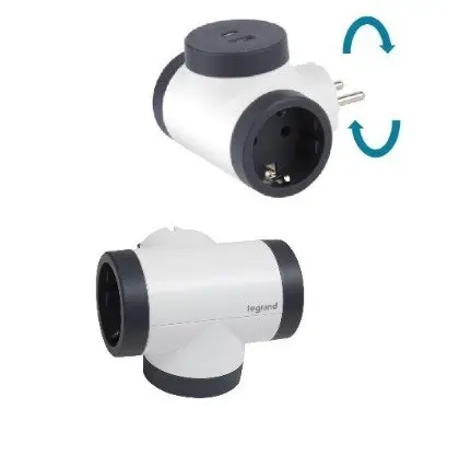 АДАПТЕР 2хШУКО+2 USB A+C с ОБРАТНО ВЪРТЕНЕ LEGRAND - БЯЛ/СИВ - image 1