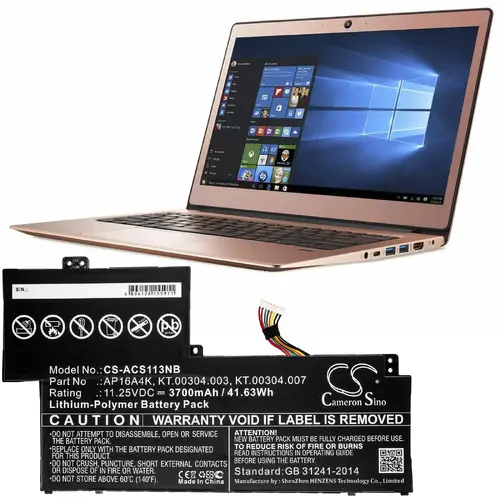 Батерия  за лаптоп ACER Aspire One Cloudbook 11 AO1-132, SWIFT 1 SF113-31-P2JX, AP16A4K LiPo 11.25V 3700mAh  CAMERON SINO - image 3