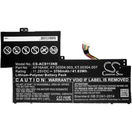 Μπαταρία laptop ACER Aspire One Cloudbook 11 AO1-132, SWIFT 1 SF113-31-P2JX, AP16A4K LiPo 11.25V 3700mAh CAMERON SINO - 1