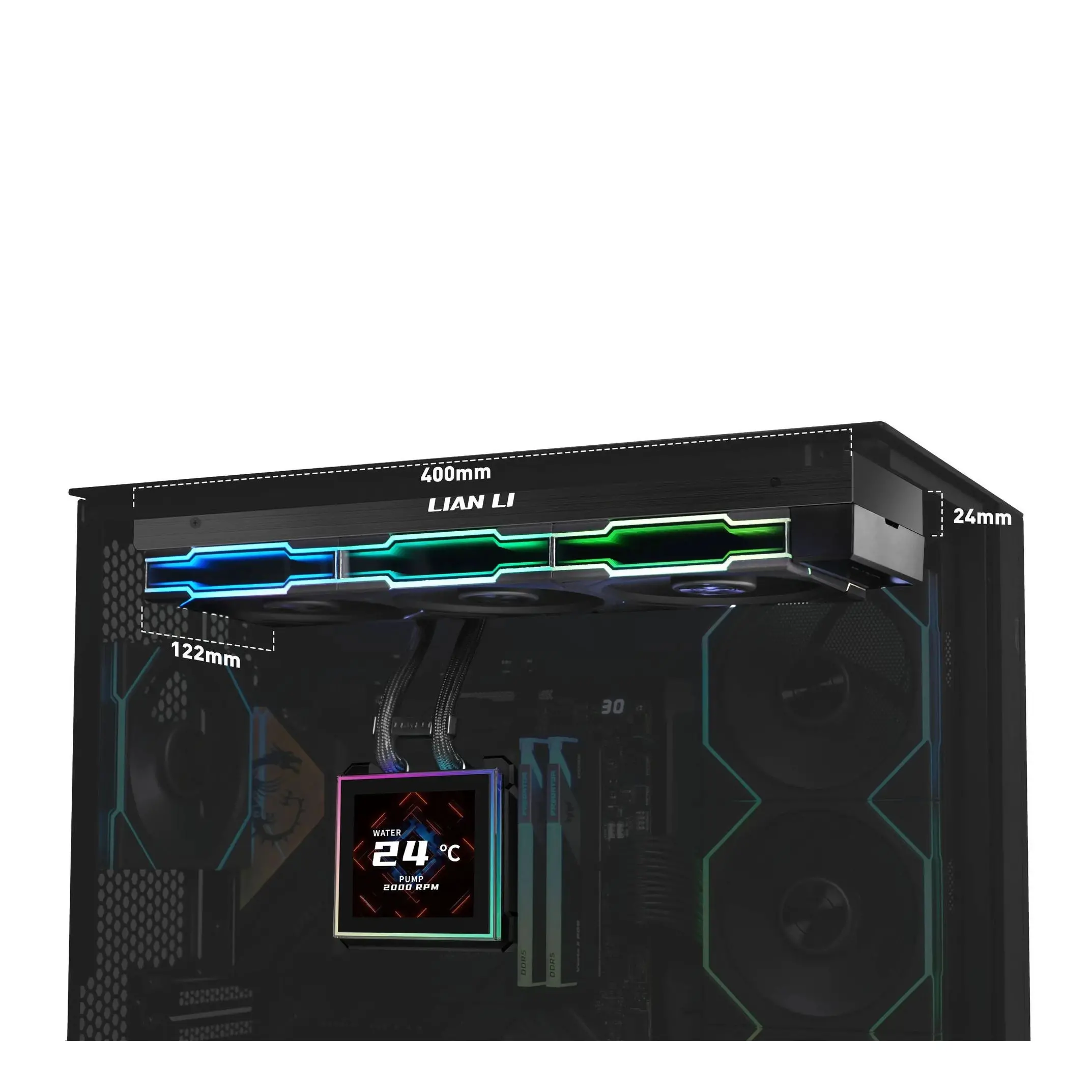 Охладител за процесор Lian Li HydroShift II LCD-S 360TL RGB - Черен - image 4