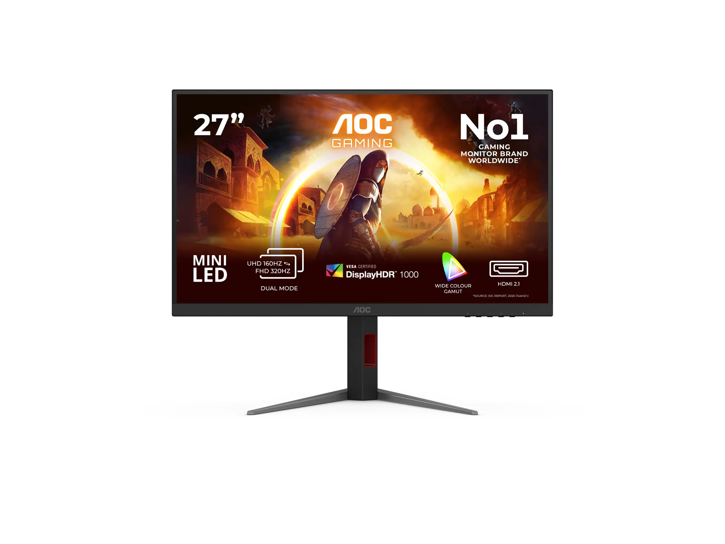 Monitor, AOC U27G4XM, 27" Fast IPS MiniLED, 3840x2160@160Hz, 1ms GtG, 1200cd/m2, 1000:1, 80M:1 DCR, Adaptive Sync, FlickerFree, Low Blue Mode - image 1
