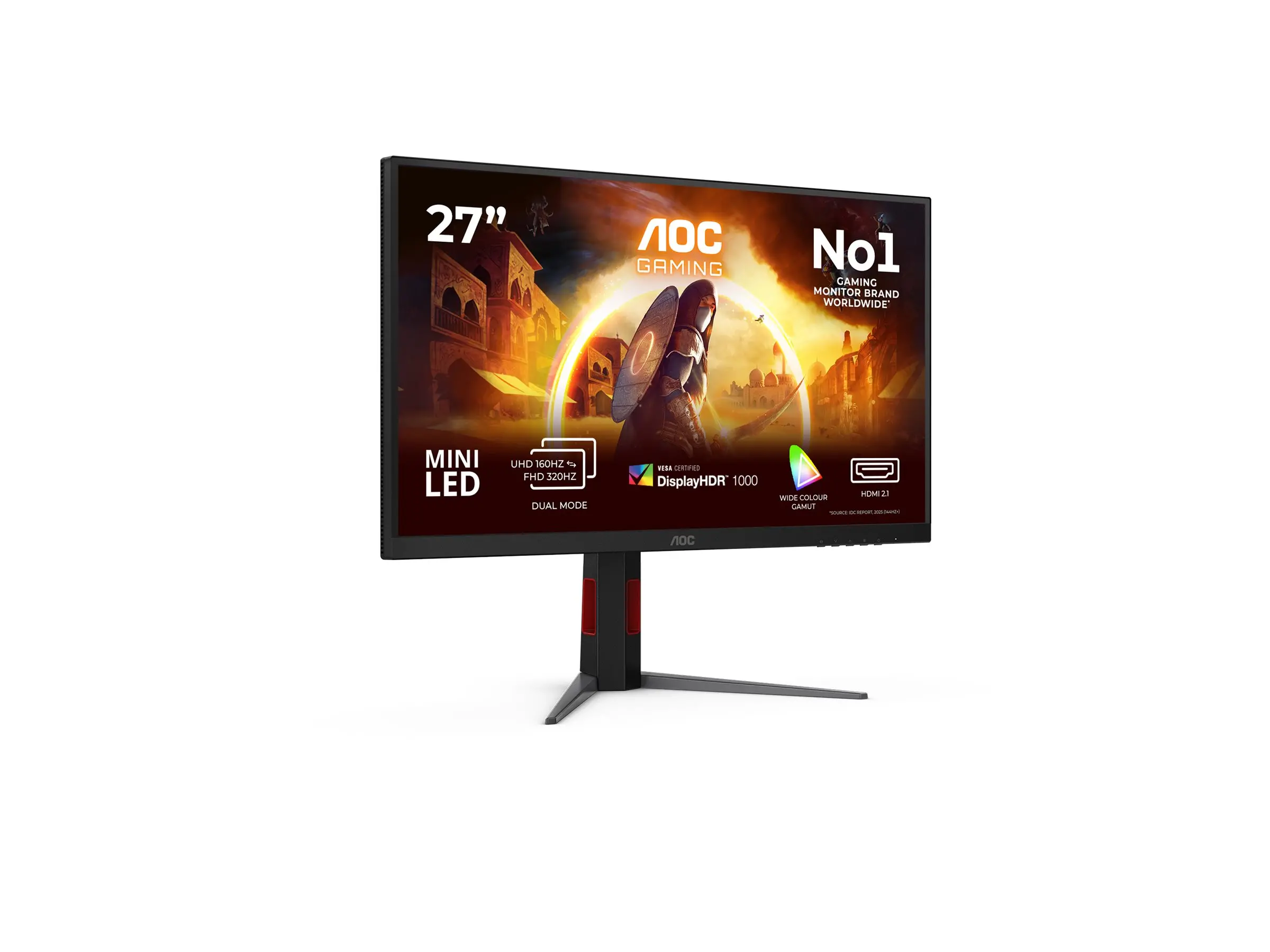 Οθόνη, AOC U27G4XM, 27" Fast IPS MiniLED, 3840x2160@160Hz, 1ms GtG, 1200cd/m2, 1000:1, 80M:1 DCR, Adaptive Sync, FlickerFree, Low Blue Mode, Κλίση - image 4