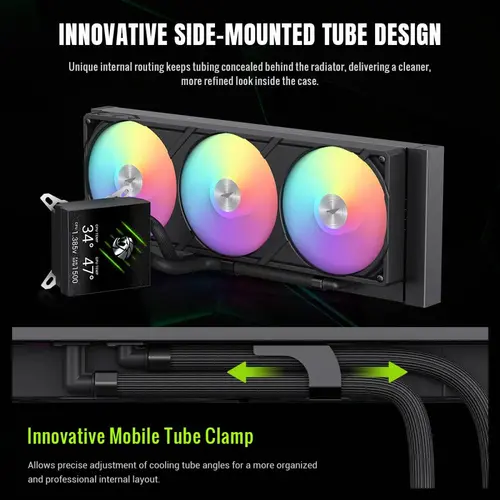 Gamemax водно охлаждане Water Cooling GLACIER 360 LCD BK - Addressable RGB - image 11