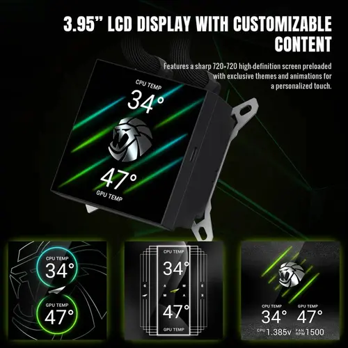 Gamemax водно охлаждане Water Cooling GLACIER 360 LCD BK - Addressable RGB - image 13