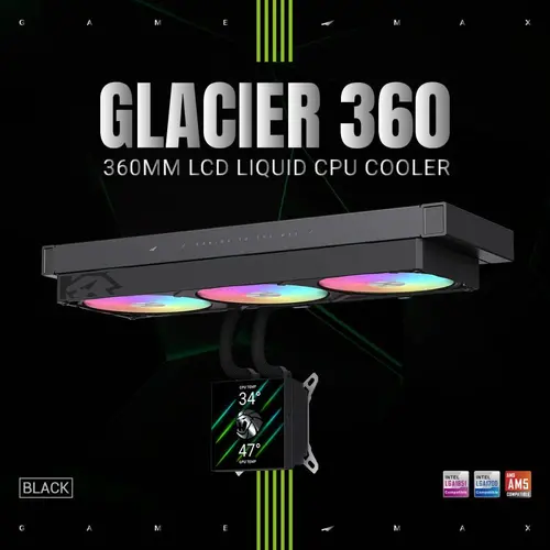 Gamemax водно охлаждане Water Cooling GLACIER 360 LCD BK - Addressable RGB - image 14