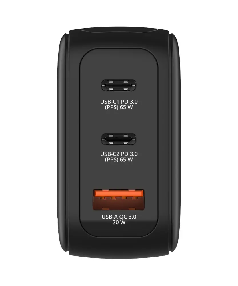 Зарядно устройство, Verbatim Mini GaN Charger 65W with Display + 60W USB-C to USB-C Cable (Charger and Data transfer) Grey - image 1