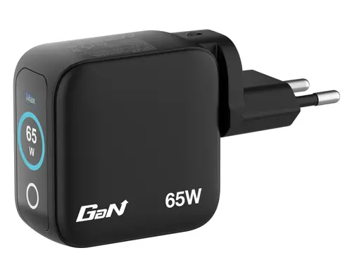 Φορτιστής, Verbatim Mini GaN Charger 65W with Display + 60W USB-C to USB-C Cable (Charger and Data transfer) Γκρι - 1