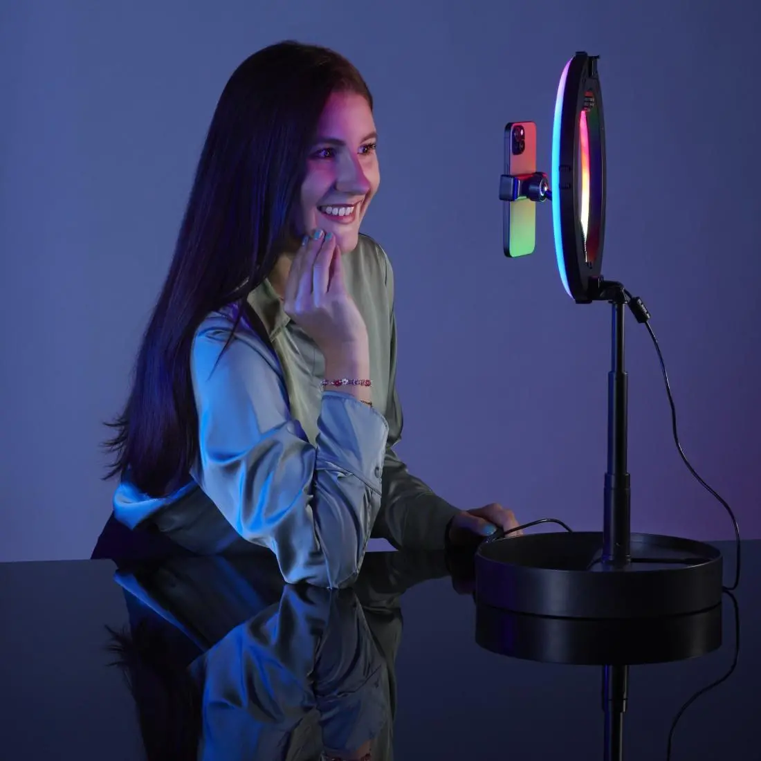 Hama LED Лампа със статив "SpotLight FoldUp RGB 102" LED-RGB, комплект за смартфон, сгъваема - image 6