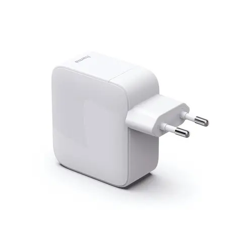 HAMA Бързо зарядно, 65 W, GaN, 2x USB-C, с разтегателен кабел 0.7м, бял - image 2