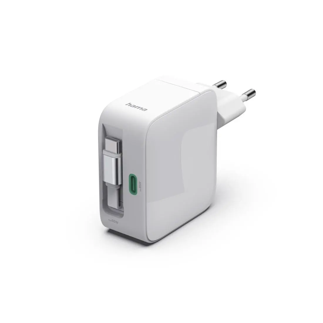HAMA Бързо зарядно, 65 W, GaN, 2x USB-C, с разтегателен кабел 0.7м, бял - image 6