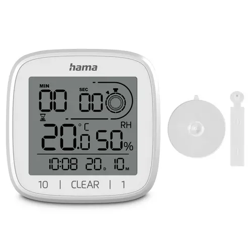 HAMA Ceas digital de baie "Cyprus", cu ventuză pentru agățare, alb - 6