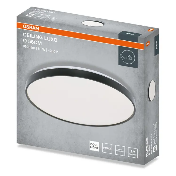 LED ΠΛΑΦΟΝΙΕΡΑ CEILING LUXO 60W 840 IP20 BK EUE LEDVANCE - image 3
