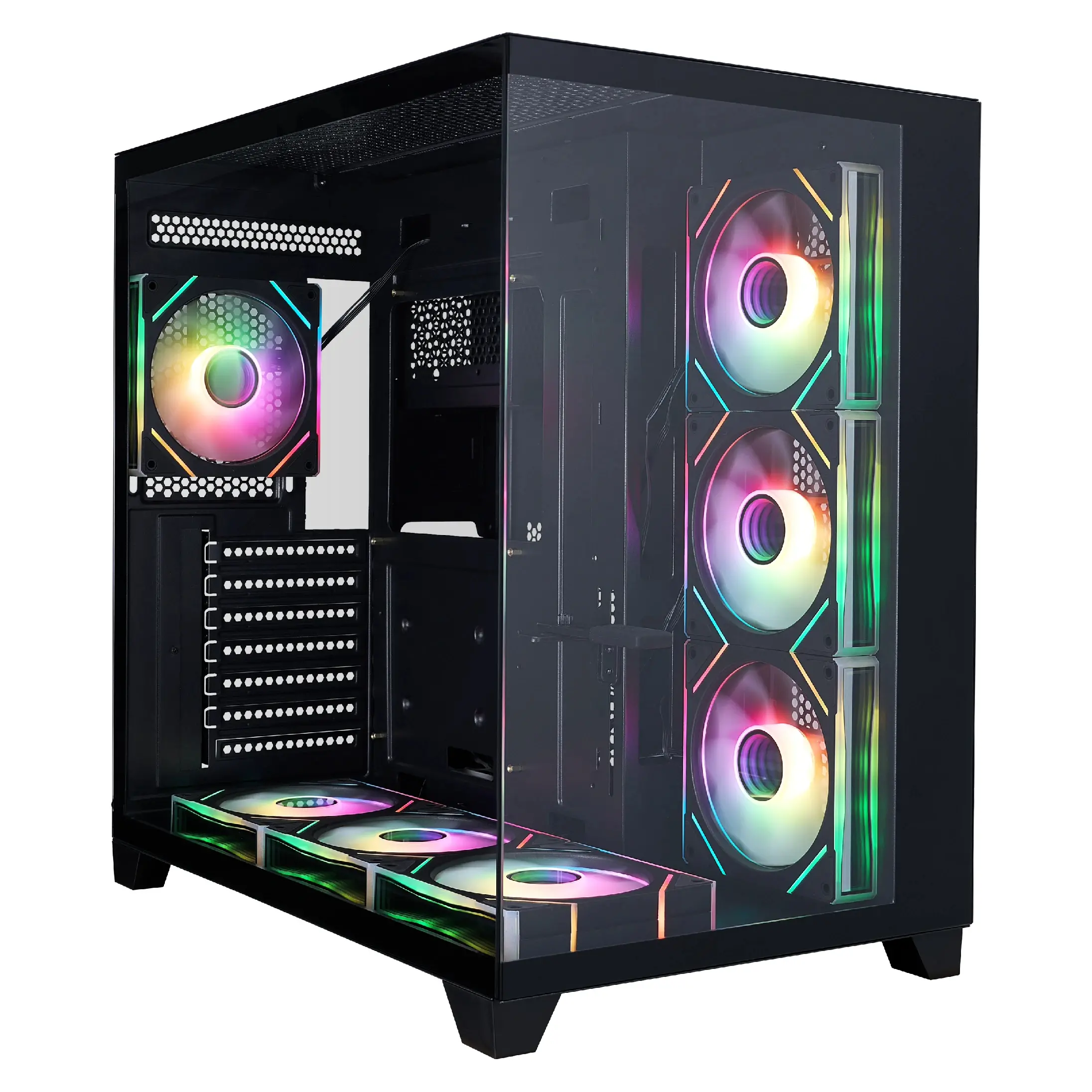 1stPlayer Carcasă Case ATX - MEGAVIEW MV8 Negru - 7 x 120 mm ventilatoare A-RGB incluse