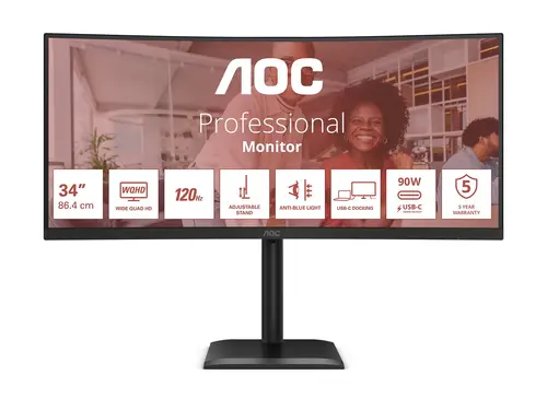 AOC CU34E4CV 34inch UWQHD VA 120Hz 21:9 2xHDMI 2.0 DP 1.4 USB-C AOC CU34E4CV 34inch UWQHD VA 120Hz 21:9 2xHDMI 2.0 DP 1.4 USB-C