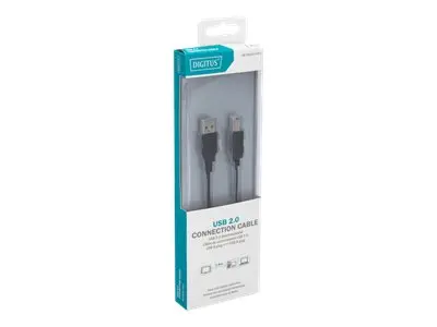 КАБЕЛ USB DIGITUS - USB-A to USB-B - 1,8 m - Black - PN DB-300102-018-S - image 1