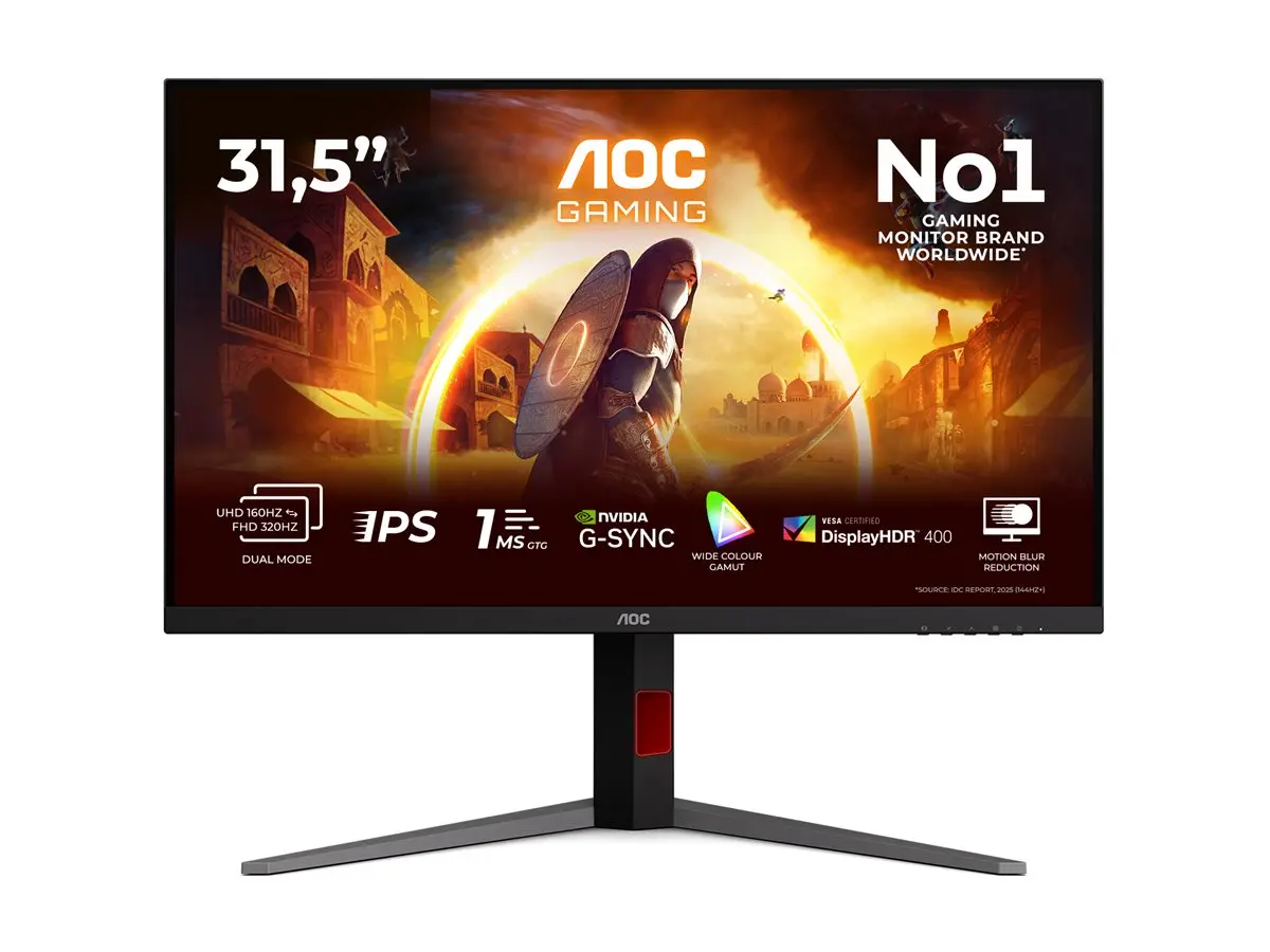 Монитор, AOC U32G4U, 31.5" Fast IPS WLED, 3840x2160@160Hz, 1ms GtG, 0.5ms MPRT, 450cd m/2, 1000:1, 80M:1 DCR, Adaptive Sync, Flicker Free, Low Blue Mode, Tilt, Height Adjust, Pivot, Swivel, 2xHDMI, DP, USB hub - image 1